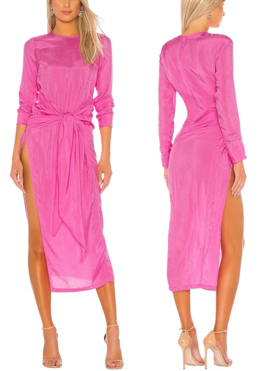 Atoir Dresses & Skirts - Atoir The Paris Dress Shocking Pink Tie Waist Midi Dress XS US 2